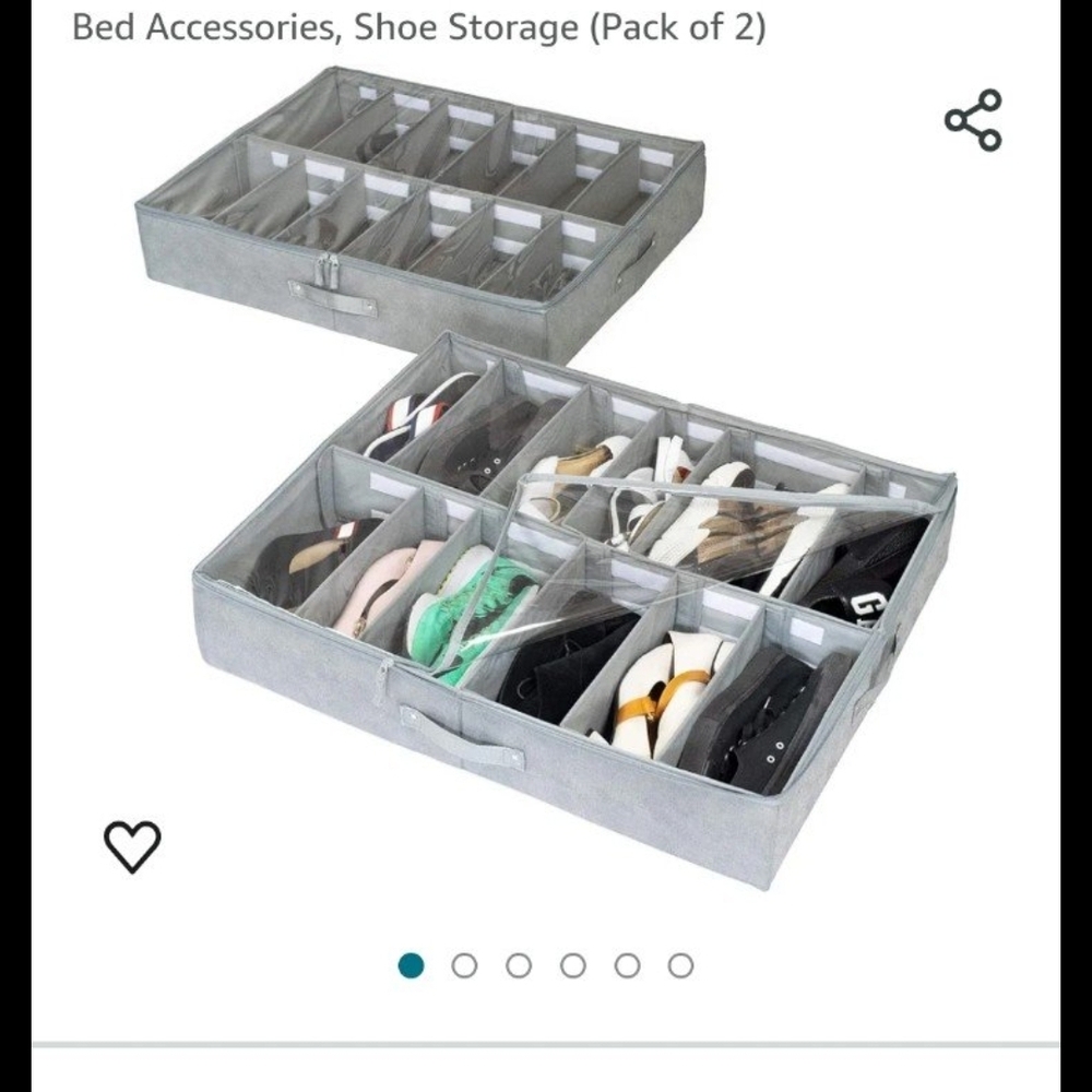 Underbed Shoe Storage Organizer (Gray) - 2-Pack